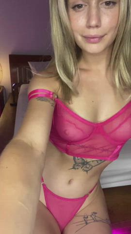 blonde boobs lingerie onlyfans pink teen gif