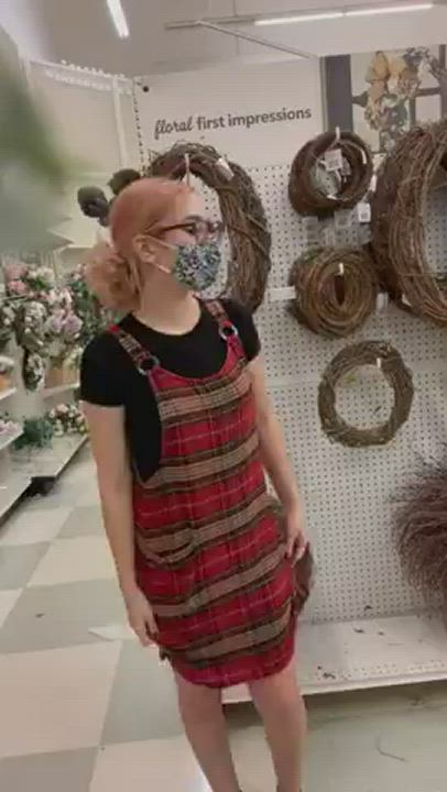 Amateur Mask Natural Natural Tits Public Tease Teasing USA gif