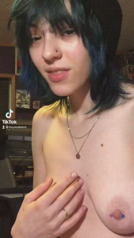 Alt Emo Nipple Piercing Nude Pierced Small Tits gif