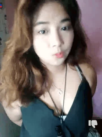 asian brunette clothed cute filipina teasing gif