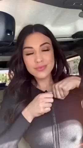 Big Tits Car Flashing Latina Nipples Public Smile gif