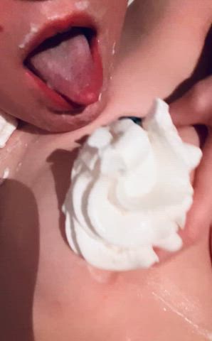 I need some help licking the whipped cream off my tits