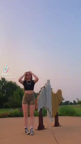 Big Ass Glasses Non-nude Outdoor Redhead Teen TikTok gif