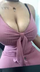 Big Tits Cleavage Dress Ebony Tease gif