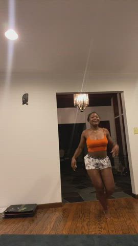 Braless Ebony Jiggling gif