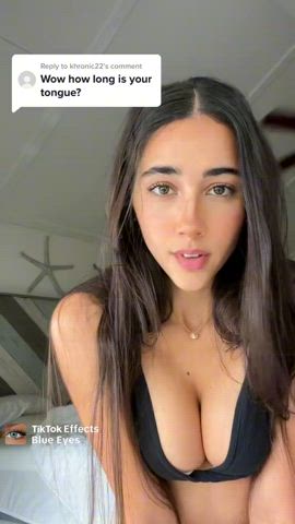 abs boobs cute fitness latina long tongue pretty sexy tiktok tits gif