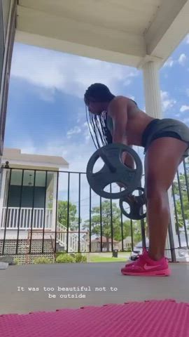 Ebony Fitness Gym Muscular Girl Thick Workout gif