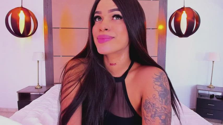 CamSoda Camgirl Colombian Kiss Latina Long Hair Smile Tattoo Webcam gif
