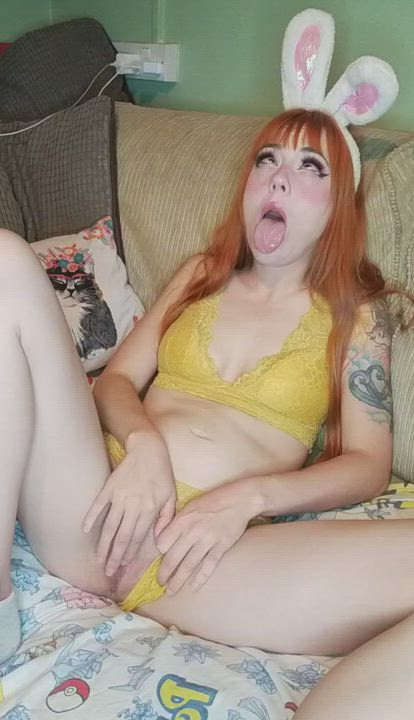 Ahegao Cosplay Hentai Masturbating Spit Tongue Fetish gif