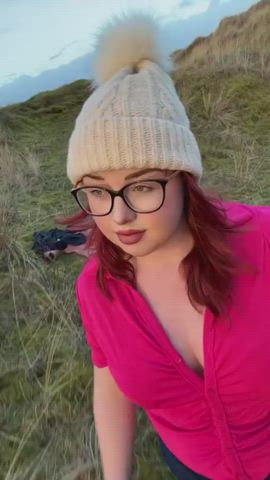 british chubby clothed curvy cute outdoor redhead tiktok yoga pants gif