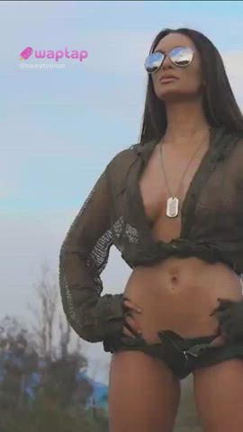 army boobs busty girls hotwife long hair see through clothing tiktok gif