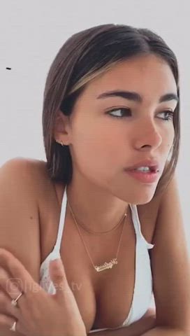 Madison Beer in tight bikini on IG live