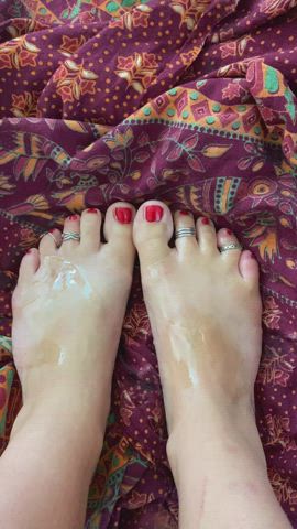 feet feet fetish foot fetish nails oil oiled rubbing toes gif