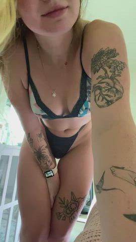 ass bending over big ass blonde booty panties pussy strip tattoo gif