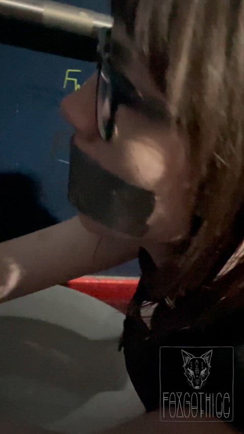 bondage gagged glasses handcuffed homemade public trans trans woman gif