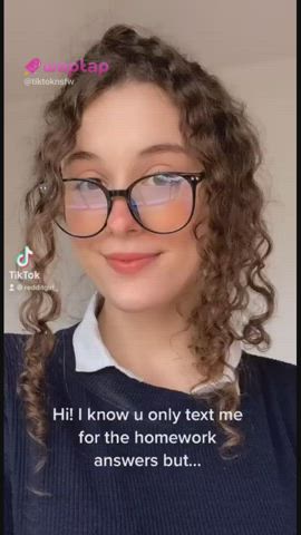 big tits busty curly hair glasses nerd tiktok titty drop tik-tok gif