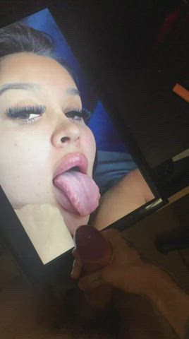 cumshot tongue fetish tribute gif