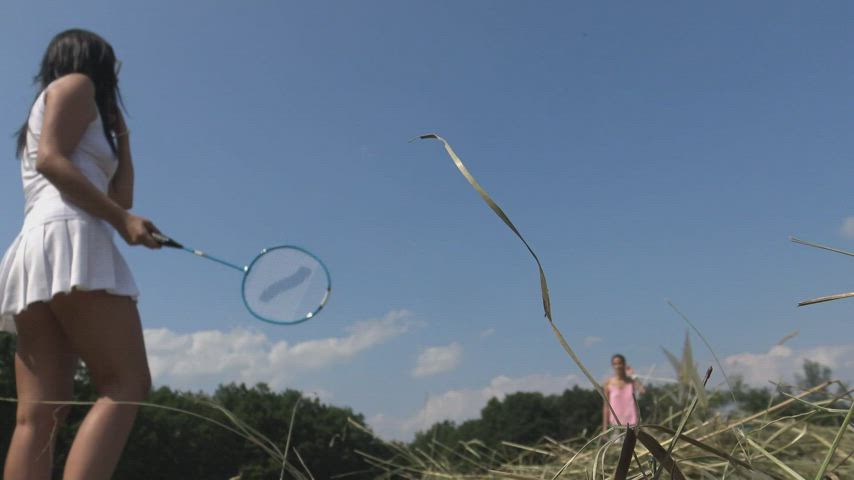 Such badminton more fun: Tennis skirts wind and no panties all the ways win and win