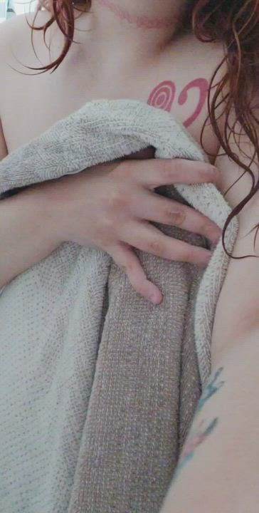 Big Tits Naked Pussy Towel gif