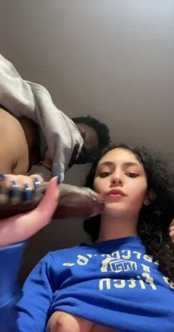 big dick cute handjob jerk off spit gif