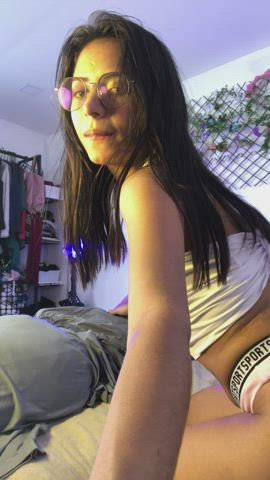 Ass Bending Over Brunette Cute Glasses Latina Panties Teen Underwear gif