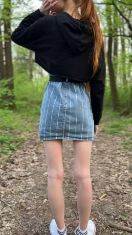 ass public pussy redhead skirt teen gif