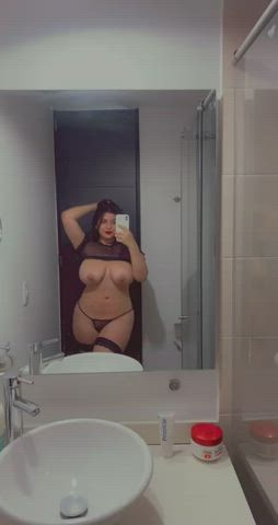 Bathroom Brunette Mirror gif