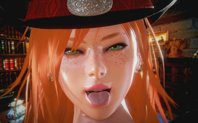 3D Animation Freckles Green Eyes Licking Redhead gif