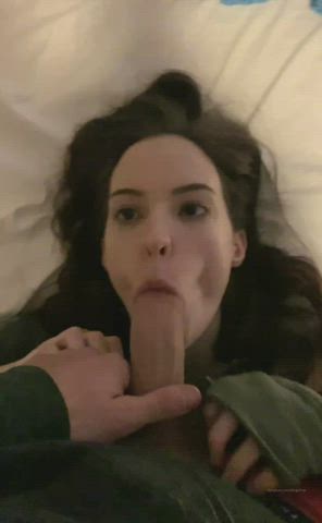 big dick brown eyes eye contact pretty teen throat fuck gif