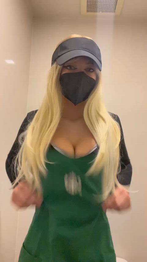 big tits coworker huge tits public work worker gif