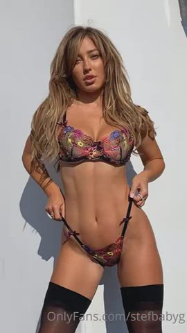 Big Tits Bikini Lingerie Model Russian Strip Striptease Tall Tanned gif
