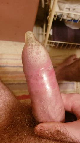 Condom Hairy Cock Piss Pissing gif
