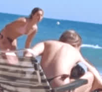 Beach Big Ass Topless Voyeur gif