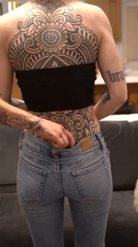 ass onlyfans tattoo tattooed wedgie pussy-wedgie gif