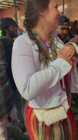 Party in the street and I’m showing my tits for beads