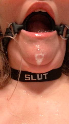 amateur big tits gagged spit gif