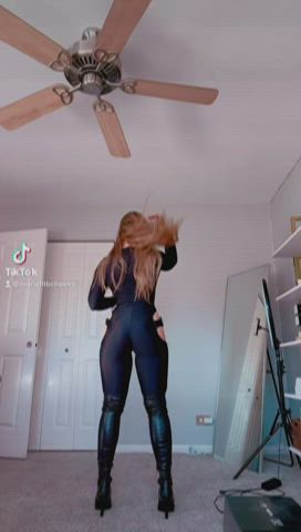 ass big tits bodysuit boots catsuit latex tiktok r/tiktits r/titsworship gif