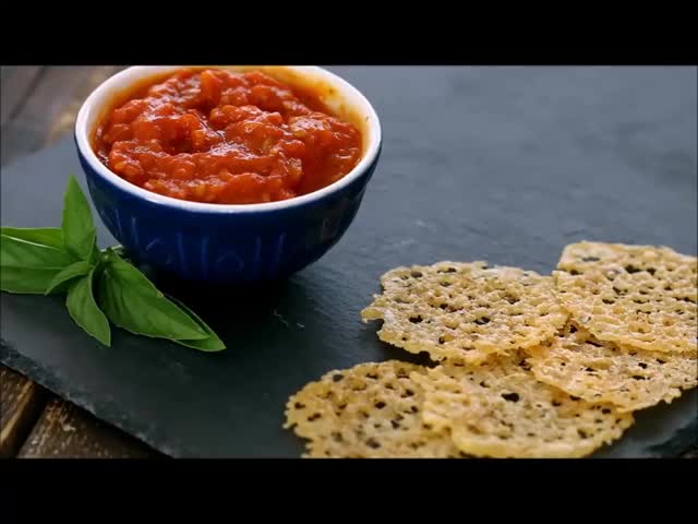 Parmesan Crisps with Marinara Dip