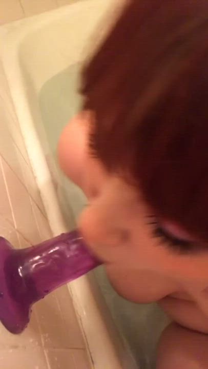 Alt Cute Dildo Redhead Sucking gif