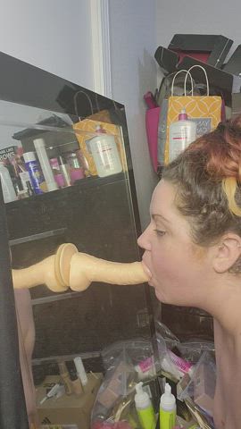 BBW Blowjob Dildo Spit Sucking gif