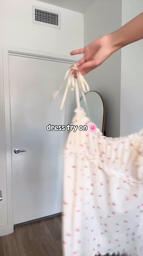 Trying a dress on