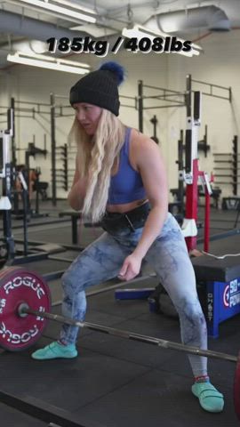 Blonde Fitness Gym Muscular Girl Workout gif