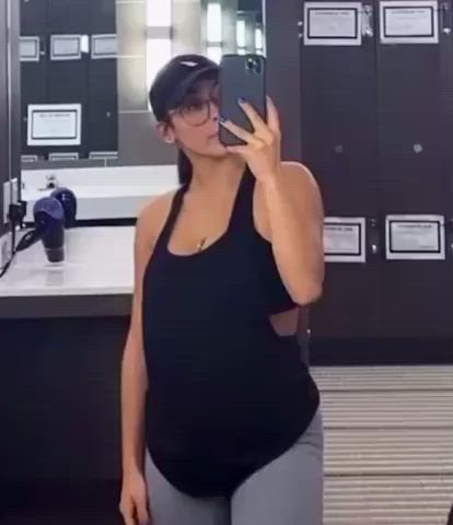 busty gym mirror gif