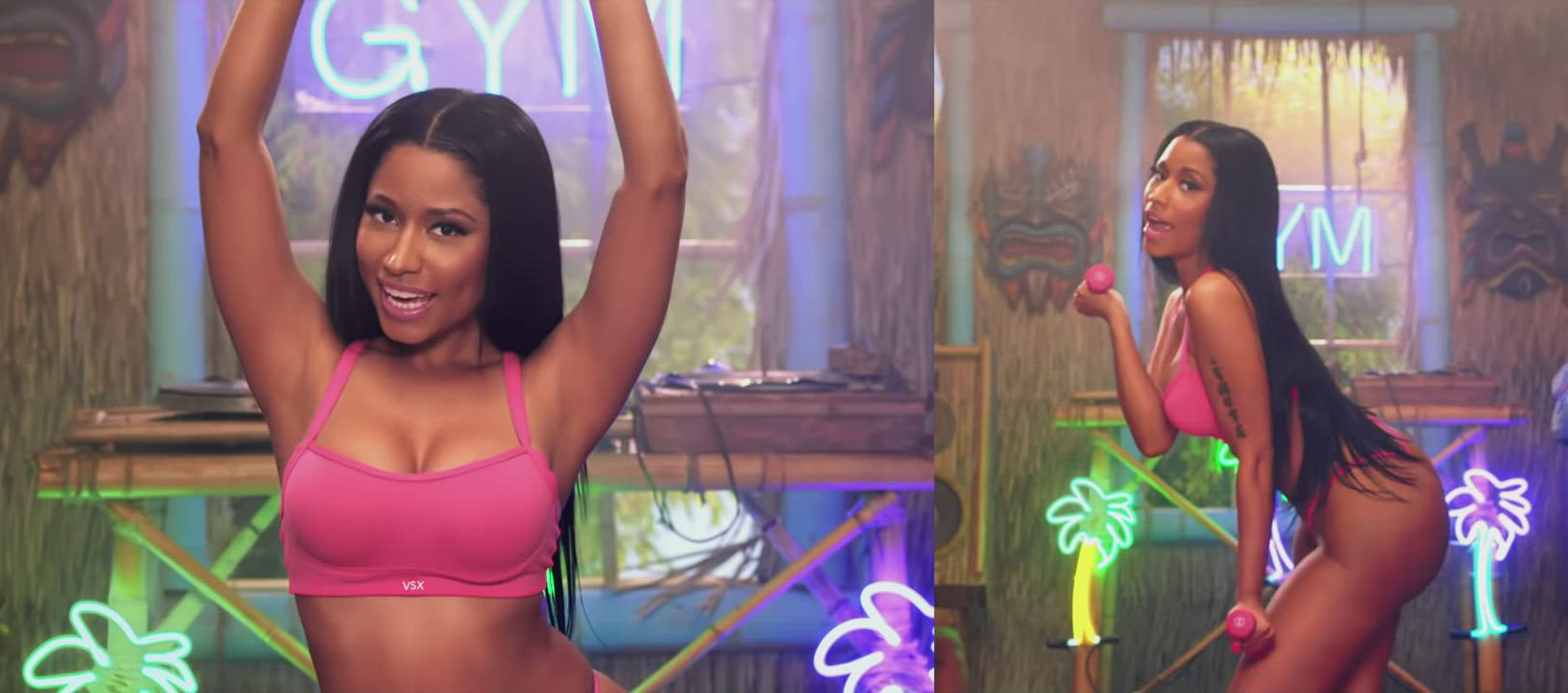 Babe Big Ass Celebrity Clothed Ebony HD Loop Nicki Minaj Pink Softcore Thong gif