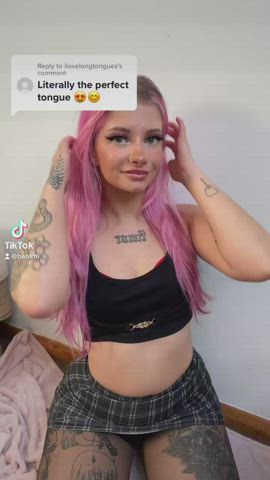 alt cute spit tattoo throat tiktok tongue fetish gif