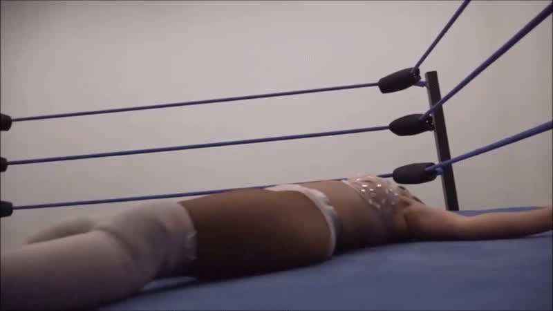 brunette mexican white girl wrestling pink hair gif