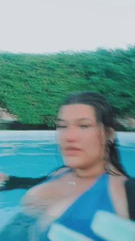 big tits bikini bouncing tits swimming pool swimsuit teen tongue fetish wet boobs