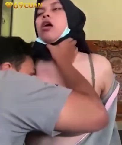asian hijab indonesian sucking tits gif