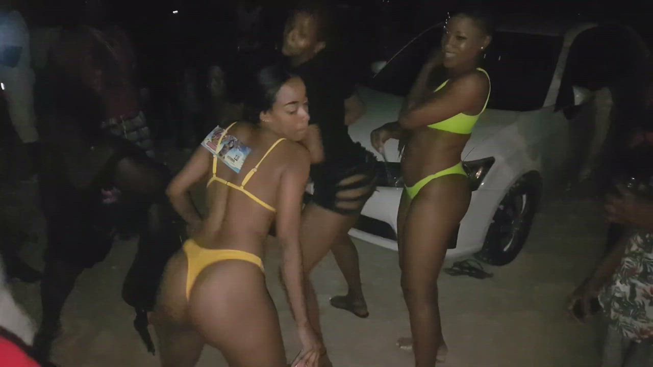 Pretty gyal inna bikini takes backshots on the beach