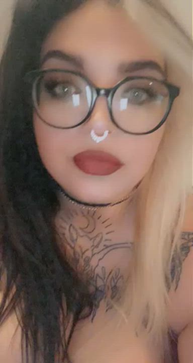 Big Tits Glasses Goth gif